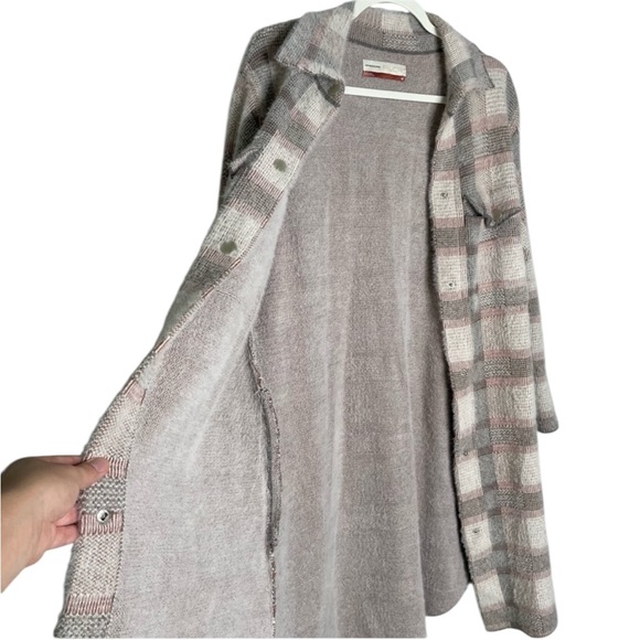 Pilcro by Anthropologie Plaid Longline Shacket Coat – Gray & Blush Check, Size S - Picture 8 of 11